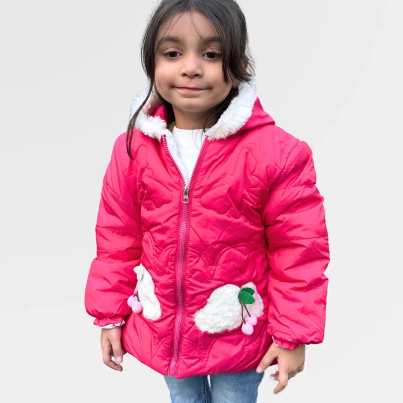 GIRLS LONG PINK PUFFER JACKET